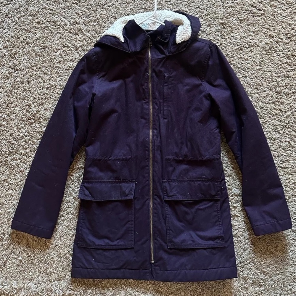GAP Winter Jacket Coat With Hood Dark Purple Size Extra Small Mid-Length